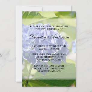 Blue Hydrangeas 90th Birthday Party Invitations