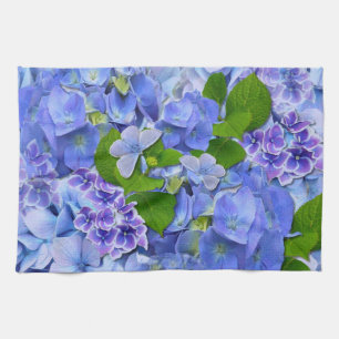Blue Hydrangeas and Butterflies Tea Towel