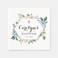 Blue Hydrangeas and Roses Floral Frame Baptism