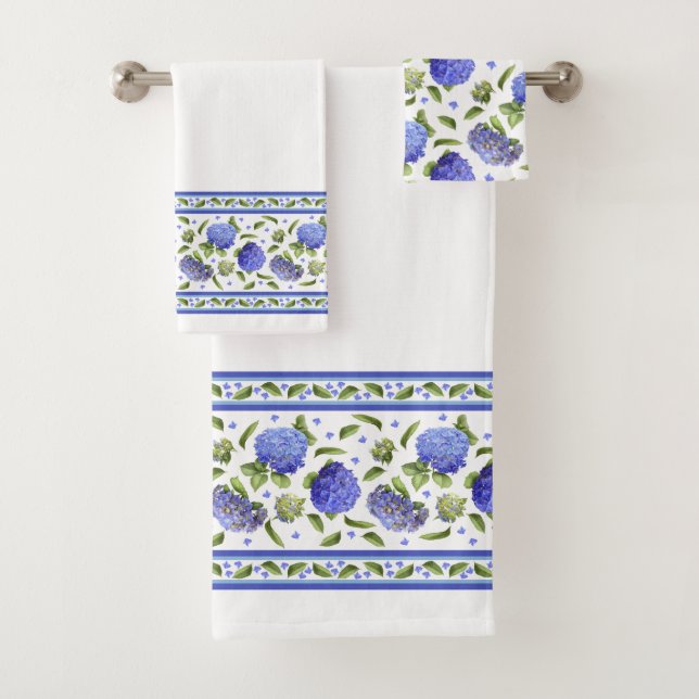 Blue Hydrangeas Bath Towel Set (Insitu)