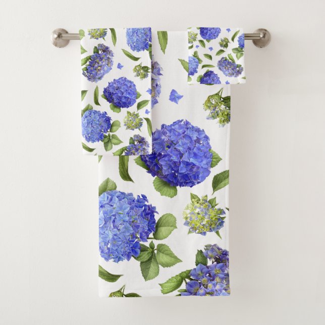 Blue Hydrangeas Bath Towel Set (Insitu)