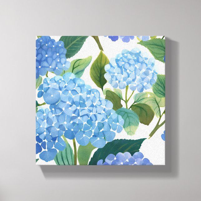 Blue Hydrangeas | Beautiful Floral Bush Canvas Print (Front)