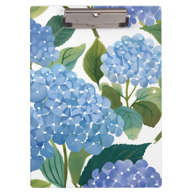 Blue Hydrangeas | Beautiful Floral Bush Clipboard (Front)