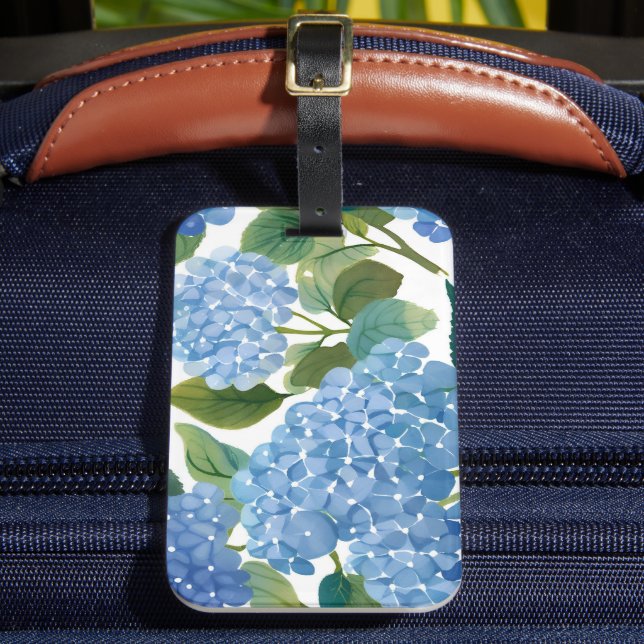 Blue Hydrangeas | Beautiful Floral Bush Luggage Tag (Front Insitu 2)