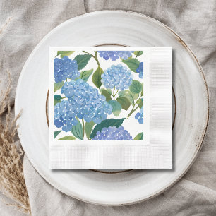 Blue Hydrangeas   Beautiful Floral Bush Napkin