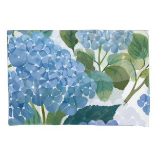 Blue Hydrangeas Beautiful Floral Bush Pillowcase