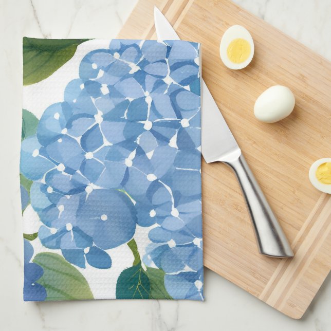 Blue Hydrangeas | Beautiful Floral Bush Tea Towel (Quarter Fold)