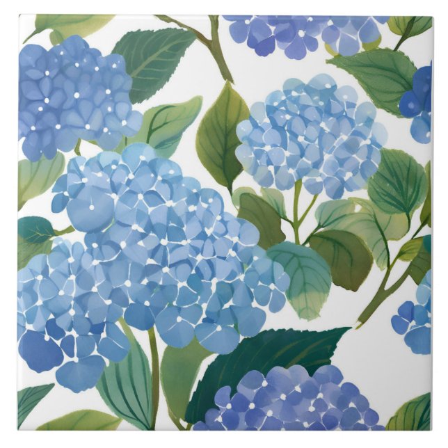 Blue Hydrangeas | Beautiful Floral Bush Tile (Front)
