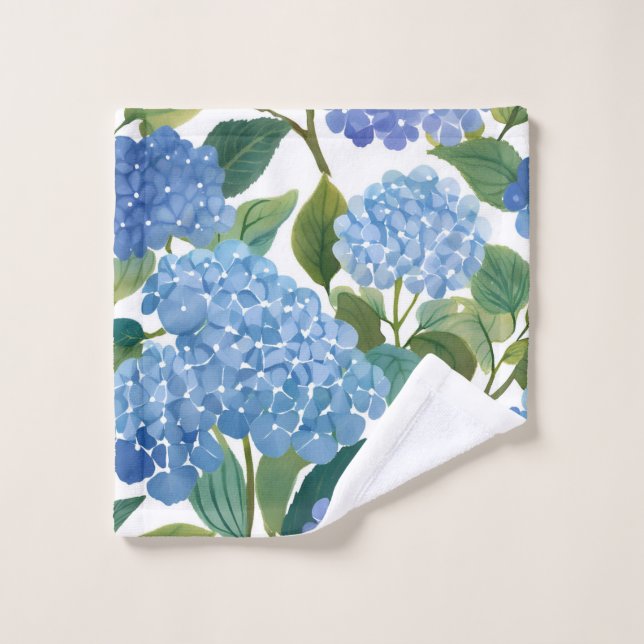 Blue Hydrangeas | Beautiful Floral Bush Wash Cloth (Wash Cloth)