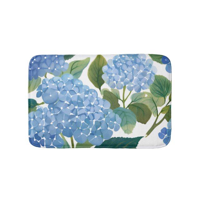 Blue Hydrangeas | Beautiful Floral Garden Bath Mat (Front)