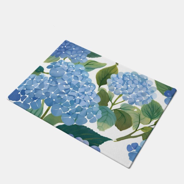 Blue Hydrangeas | Beautiful Floral Garden Doormat (Angled)
