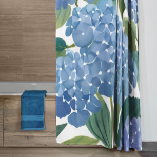 Blue Hydrangeas   Beautiful Floral Watercolor Shower Curtain