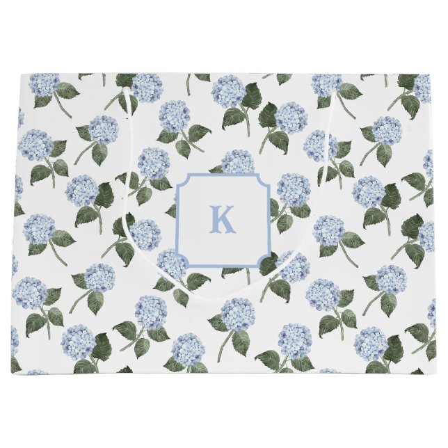 Blue Hydrangeas Bloom Large Gift Bag (Front)