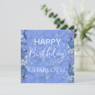 Blue Hydrangeas Blooms Happy Birthday Custom Name
