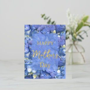 Blue Hydrangeas Blooms Mother's Day Foil Holiday Postcard