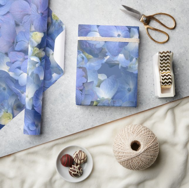 Blue Hydrangeas Blooms  Wrapping Paper (Crafts)