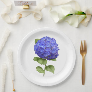 Blue Hydrangeas Botanical Art Paper Plates