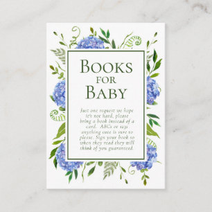 Blue Hydrangeas Boy Baby Shower Books for Baby Enclosure Card