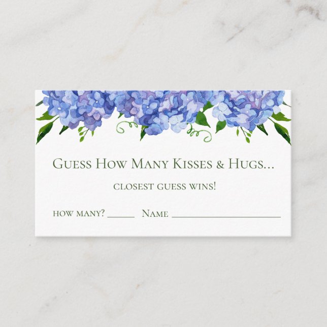Blue Hydrangeas Bridal Shower Guess How Many Enclosure Card (Front)