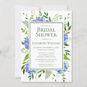 Blue Hydrangeas Bridal Shower Invitation