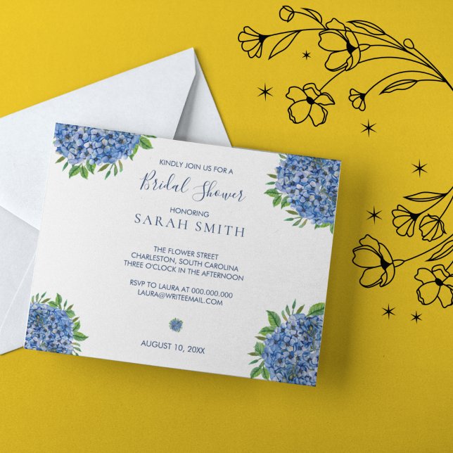 Blue Hydrangeas Bridal Shower Invitation (Creator Uploaded)
