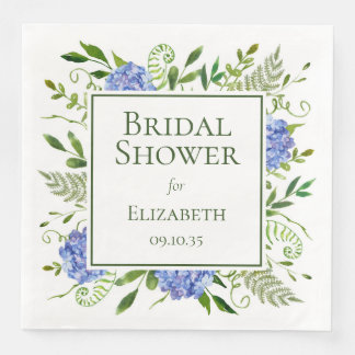 Blue Hydrangeas Bridal Shower Napkin