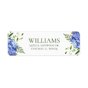 Blue Hydrangeas Bridal Shower Return Address