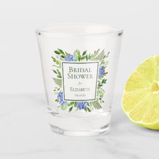 Blue Hydrangeas Bridal Shower Shot Glass
