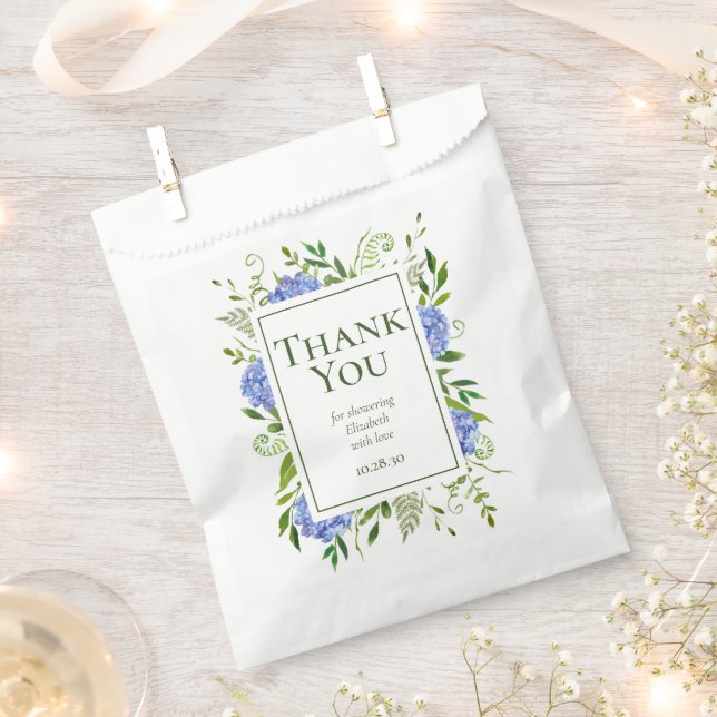Blue Hydrangeas Bridal Shower Thank You Favour Bags (Clipped)