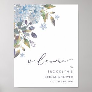 Blue Hydrangeas Bridal Shower Welcome Poster