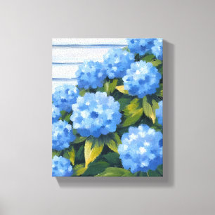 Blue Hydrangeas Bushes Floral Painting Canvas Print