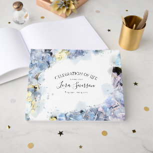 Blue Hydrangeas Celebration of Life Memorial Guest Book