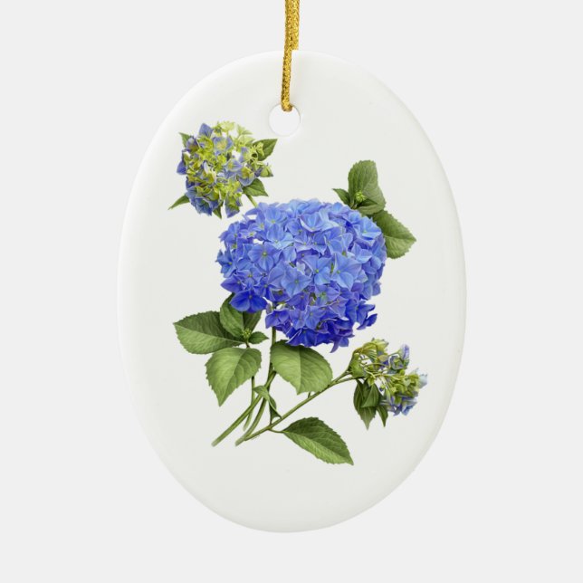 Blue Hydrangeas Ceramic Tree Decoration (Front)