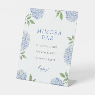 Blue Hydrangeas Classic Border Mimosa Bar Pedestal Sign