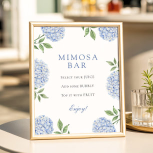 Blue Hydrangeas Classic Border Mimosa Bar Poster
