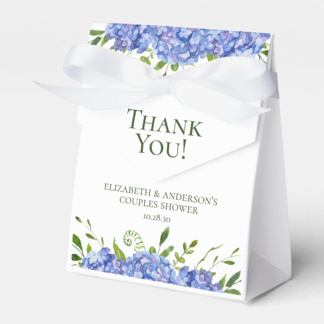 Blue Hydrangeas Couples Shower Thank You Favour Box (Front Side)