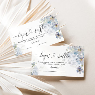 Blue Hydrangeas elegant diaper raffle ticket Enclosure Card