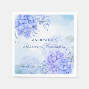Blue hydrangeas elegant Retirement party Napkin