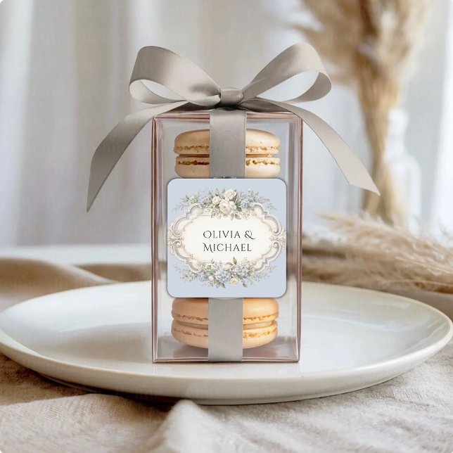 Blue Hydrangeas Elegant Vintage Wedding Square Sticker (Creator Uploaded)