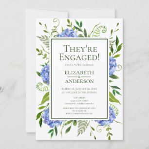 Blue Hydrangeas Engagement Invitation