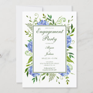 Blue Hydrangeas Engagement Party Invitation