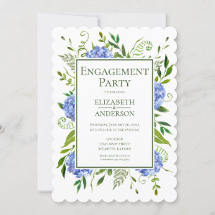 Blue Hydrangeas Engagement Party Invitation
