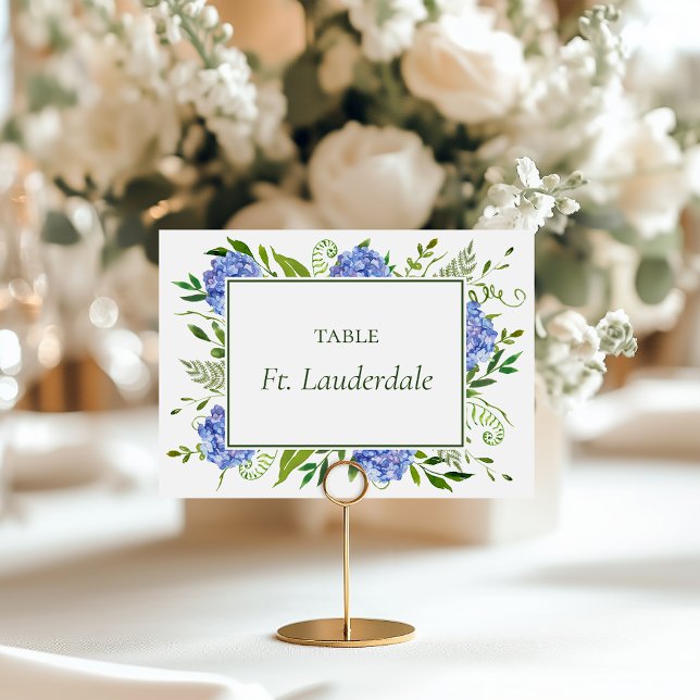 Blue Hydrangeas Engagement Party Table Name Table Number (Creator Uploaded)