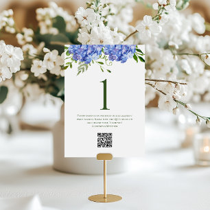 Blue Hydrangeas Engagement Party Table Number