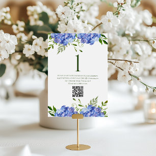 Blue Hydrangeas Engagement Party Table Number