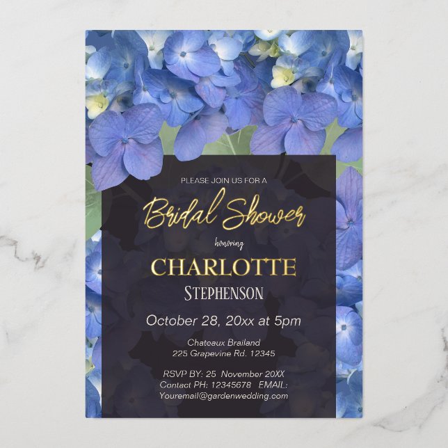 Blue Hydrangeas Floral Bridal Shower (Front)