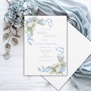 Blue Hydrangeas Floral Elegant Bridal Shower Invitation