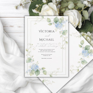 Blue Hydrangeas Floral Elegant Wedding Invitation
