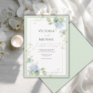 Blue Hydrangeas Floral Elegant Wedding Invitation