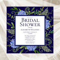 Blue Hydrangeas Floral Watercolor Bridal Shower